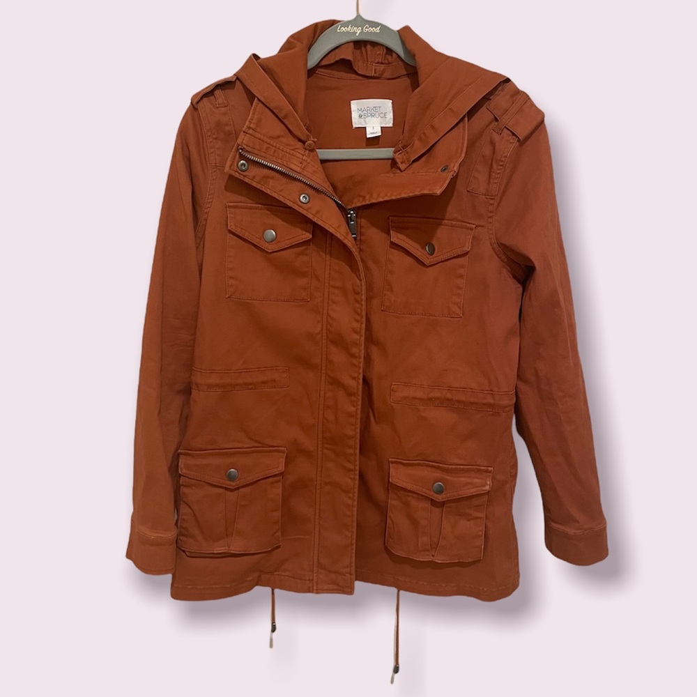 Market & Spruce Burnt Orange Kathleen Cargo Jacket